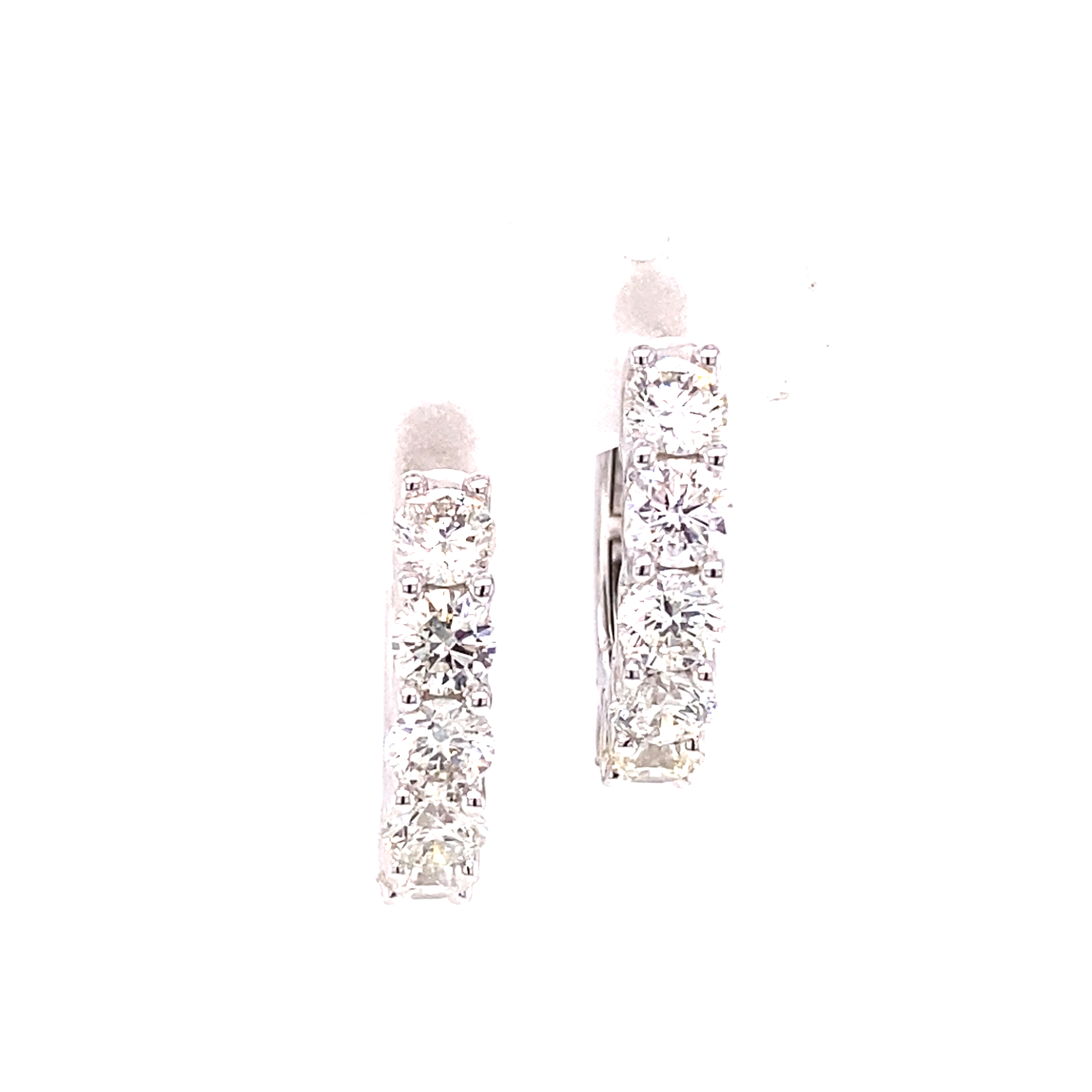 18 Carat White Gold Claw Set Hinge Hoops 2.00 Cts