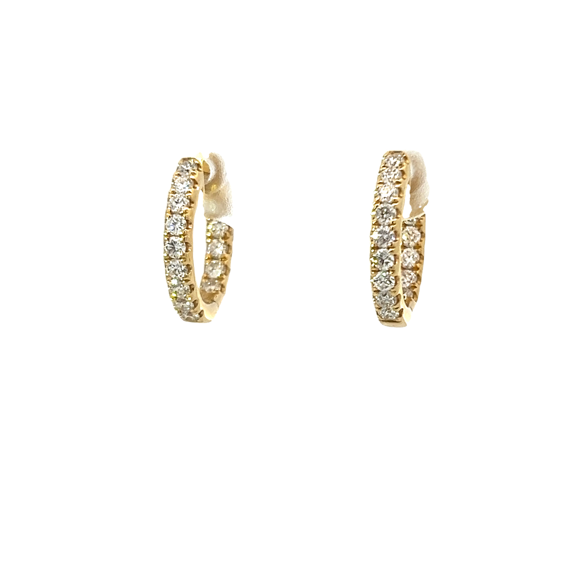 18 Carat Yellow Gold Diamond Hinge Inside Out Hoops 0.64 Cts GV
