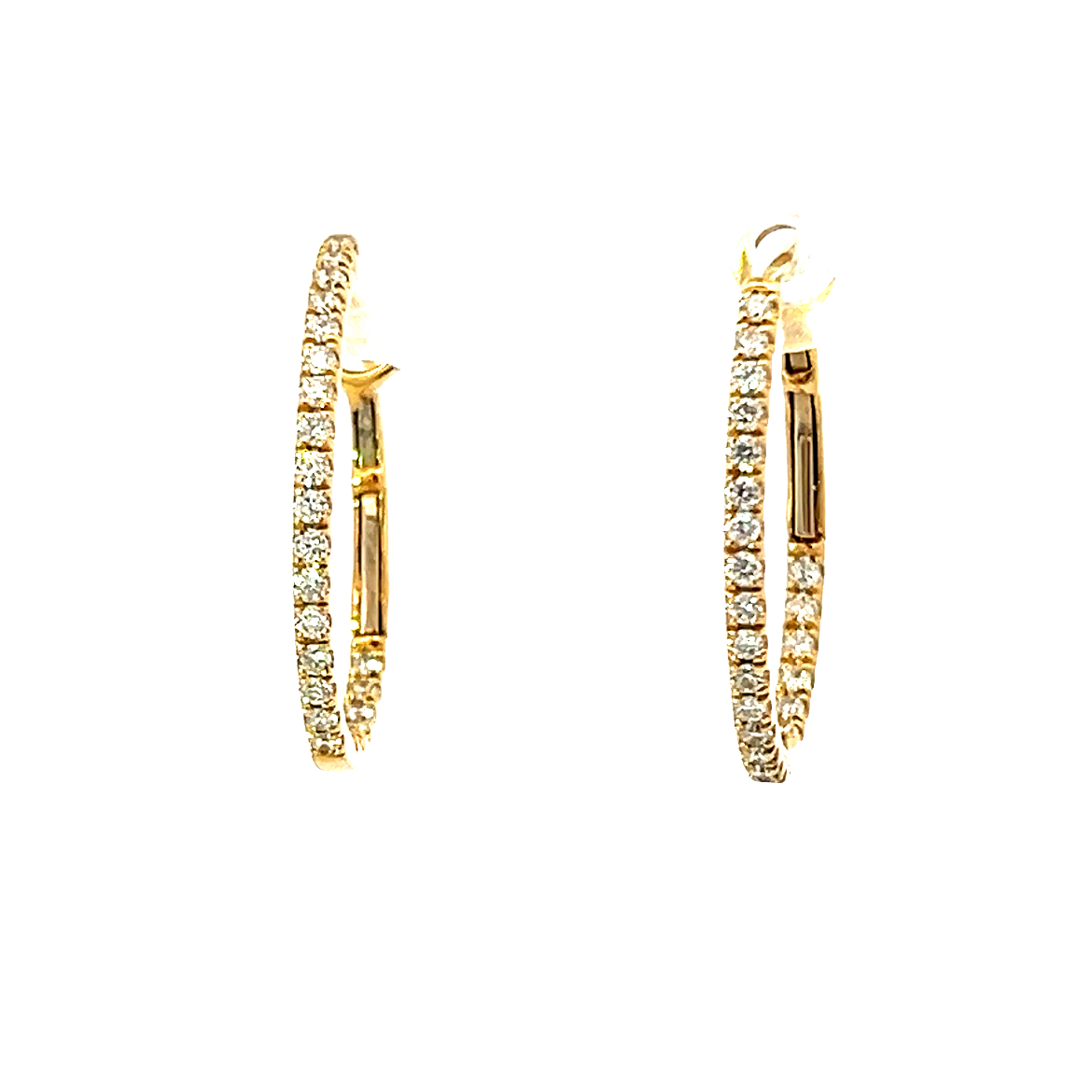 18 Carat Yellow Gold Diamond Hinge Inside Out Hoops 0.39 Cts GV