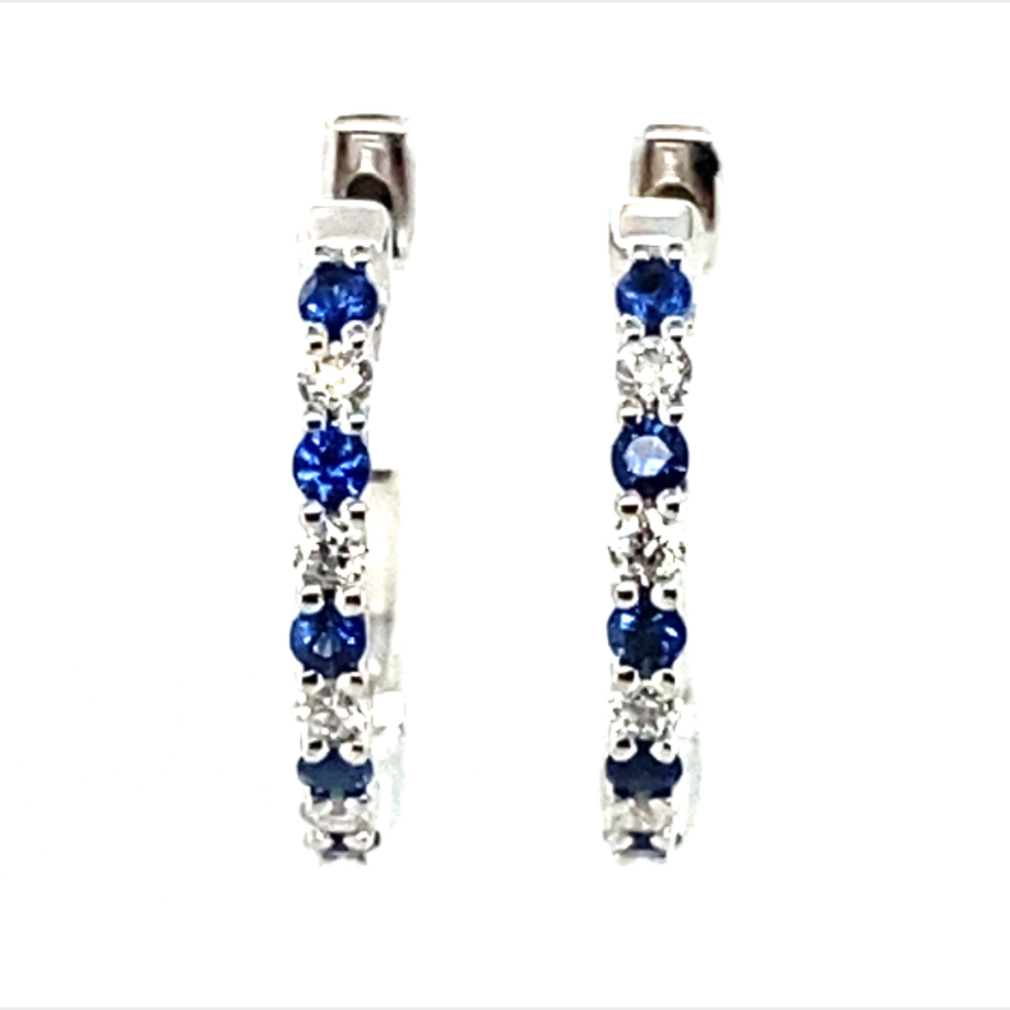 18 Carat White Gold, Sapphire and Diamond Hinge Hoops