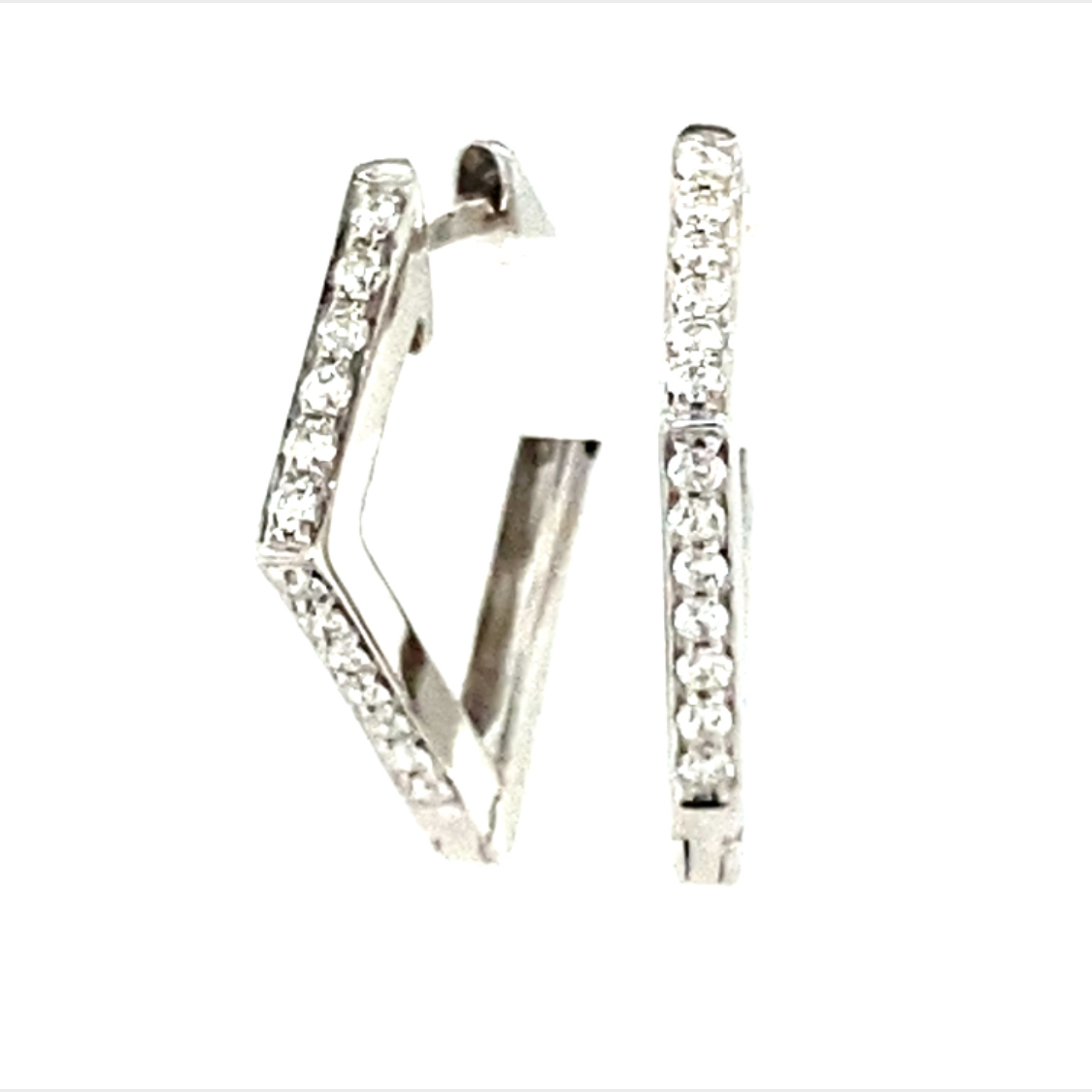 18 Carat White Gold and Diamond Hinge Superman Hoops