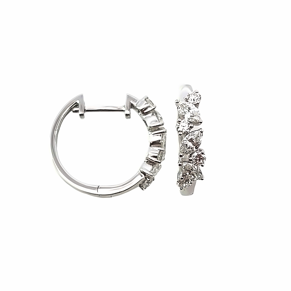 18 Carat White Gold and Diamond Icicle Hoops 0.80 Carats