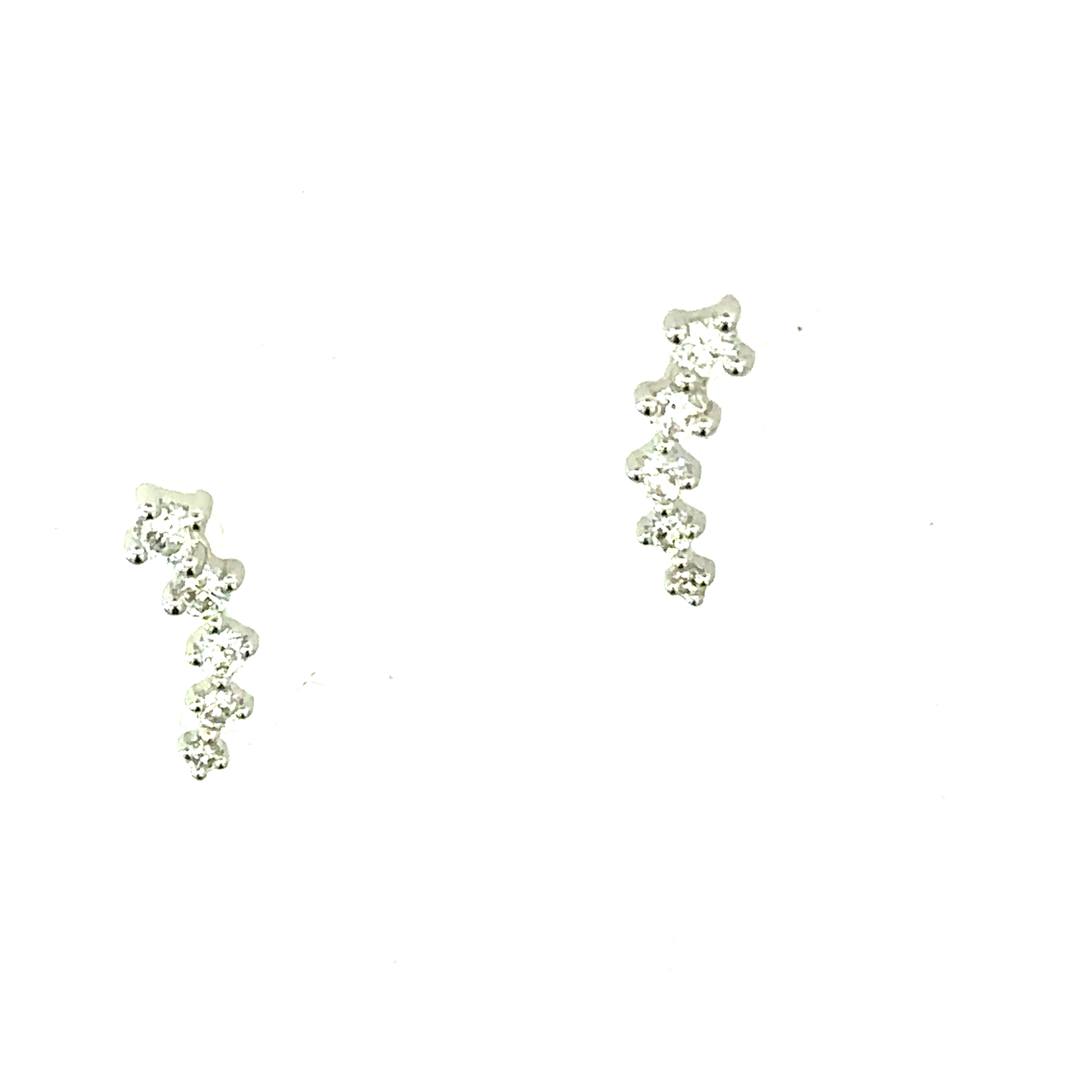 18 Carat White Gold Diamond Curve Studs 0.18 Cts