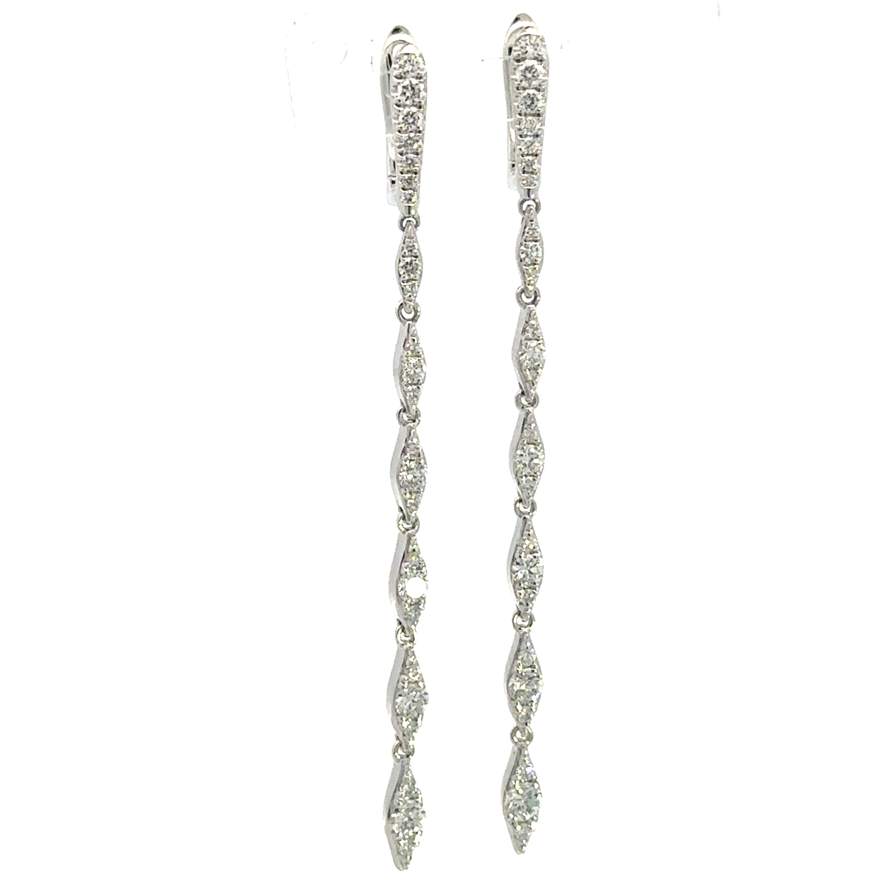 18 Carat White Gold and Diamond Drop Earrings 0.72 Carats