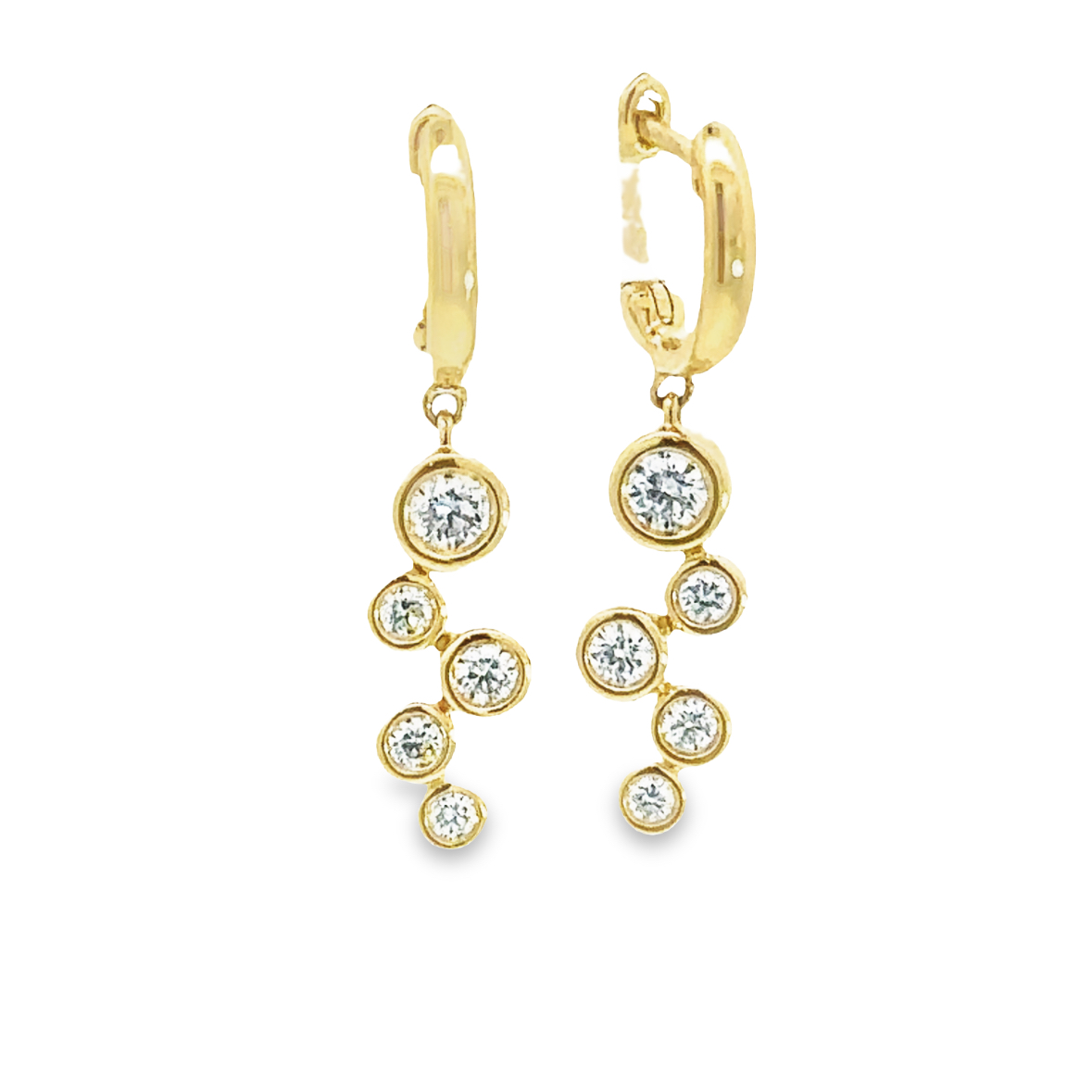 18 Carat Yellow Gold and Diamond Bubble Drop Earrings. 0.39 Cts
