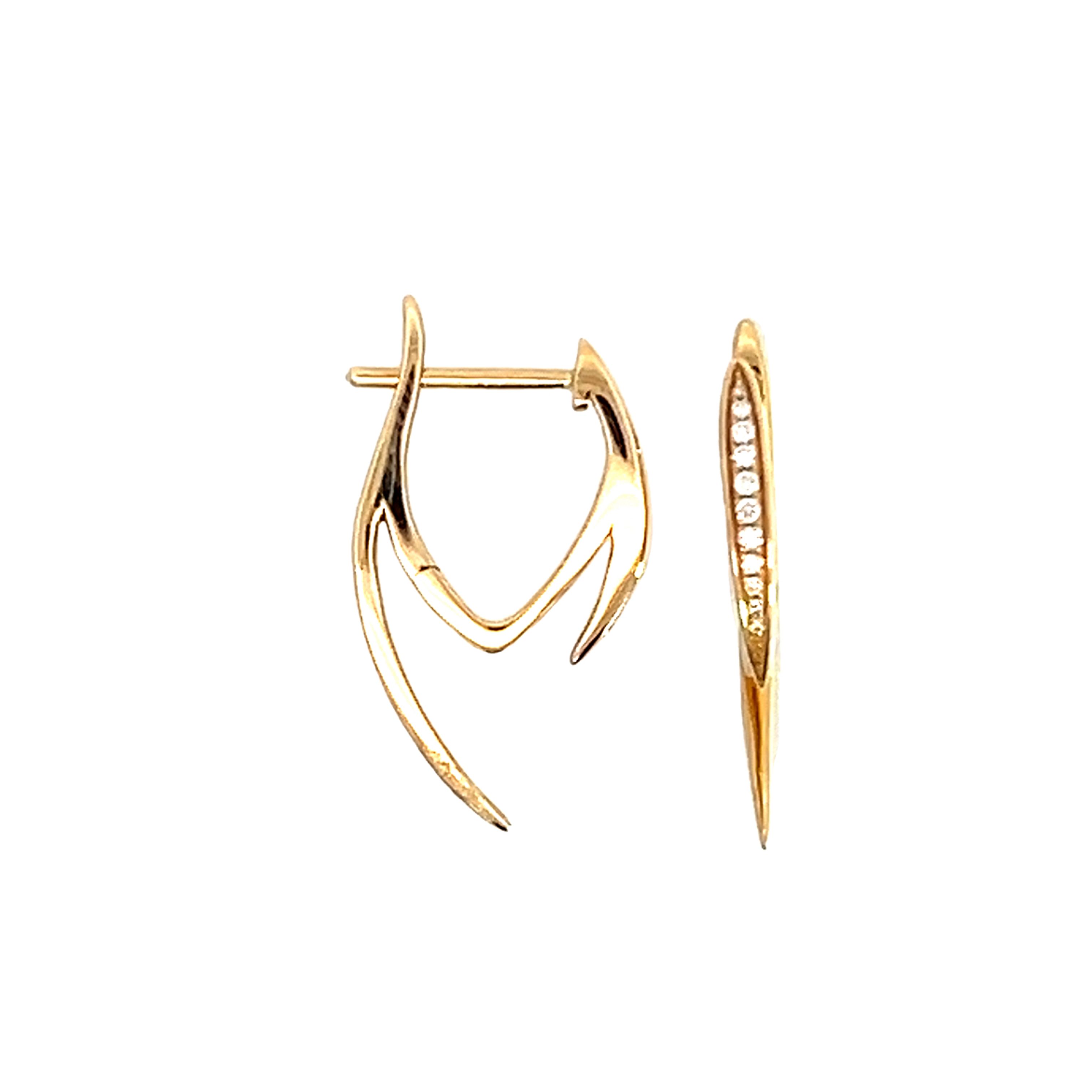18 Carat Yellow Gold Hinge Thorn Hoops 0.08 Cts