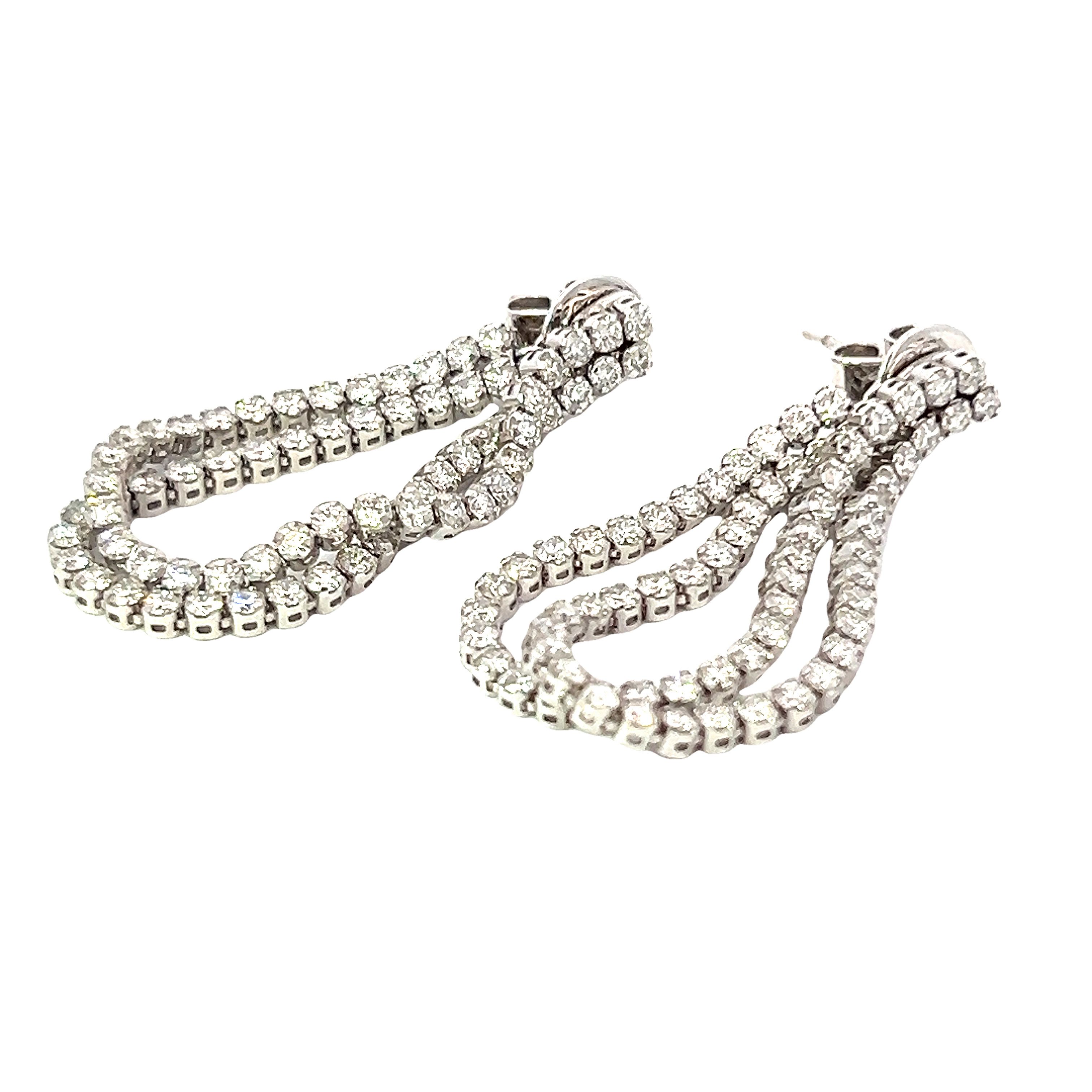 18 Carat White Gold and Diamond Chain Drop Earrings
