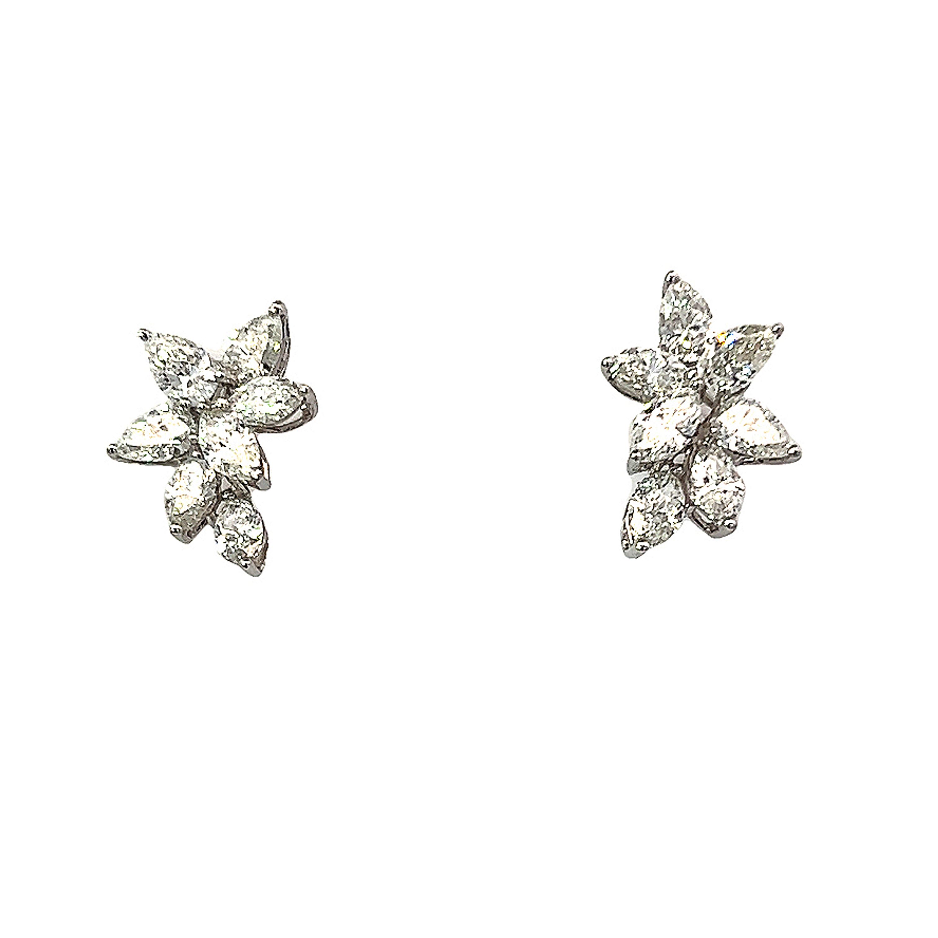 18 Carat White Gold and Diamond Leaf Studs