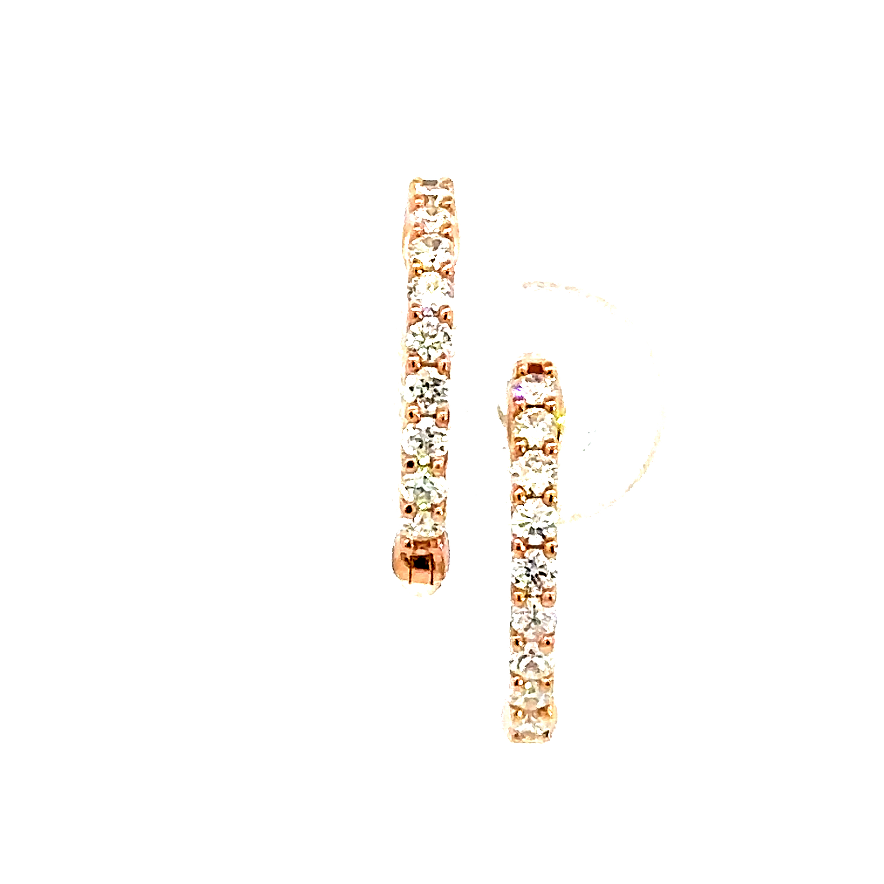 A Pair of Hinged Diamond Hoops in 18 Carat Rose Gold - 0.25 Cts