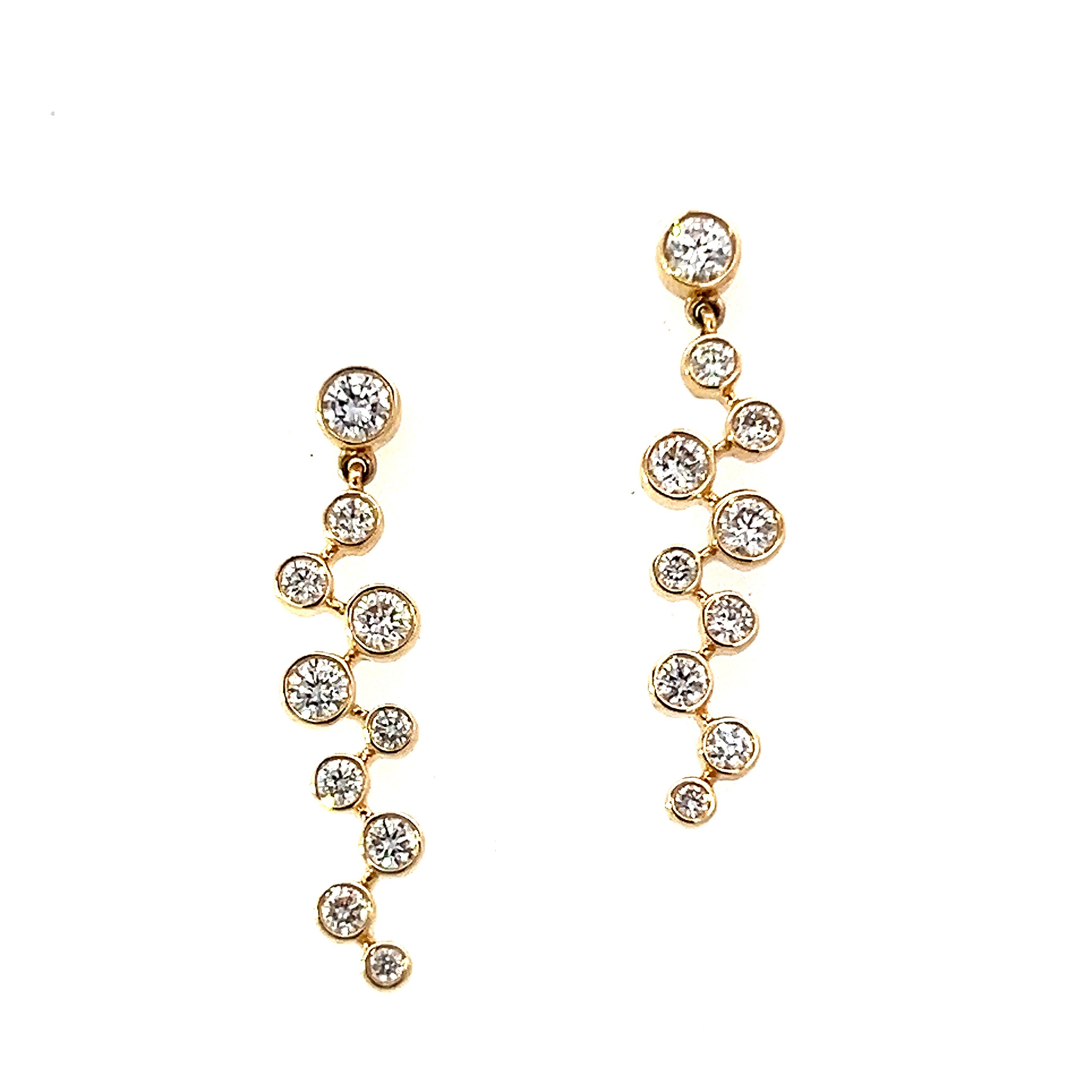 18 Carat Yellow Gold Bubble Drop Earrings - 0.94 Carats