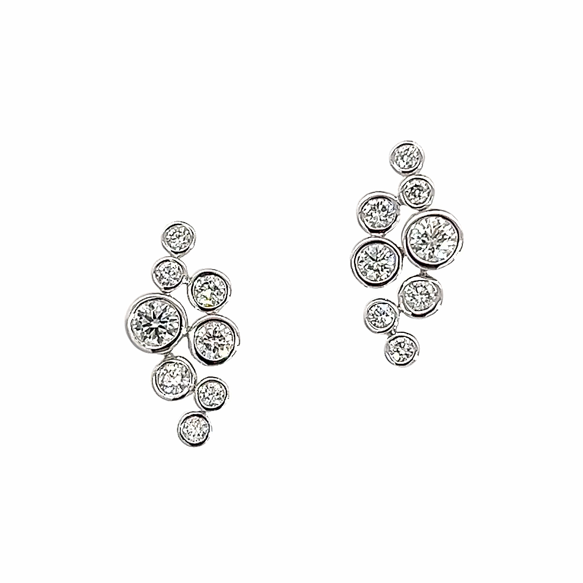 18 Carat White Gold and Diamond Bubbles Studs - 0.63 Carats