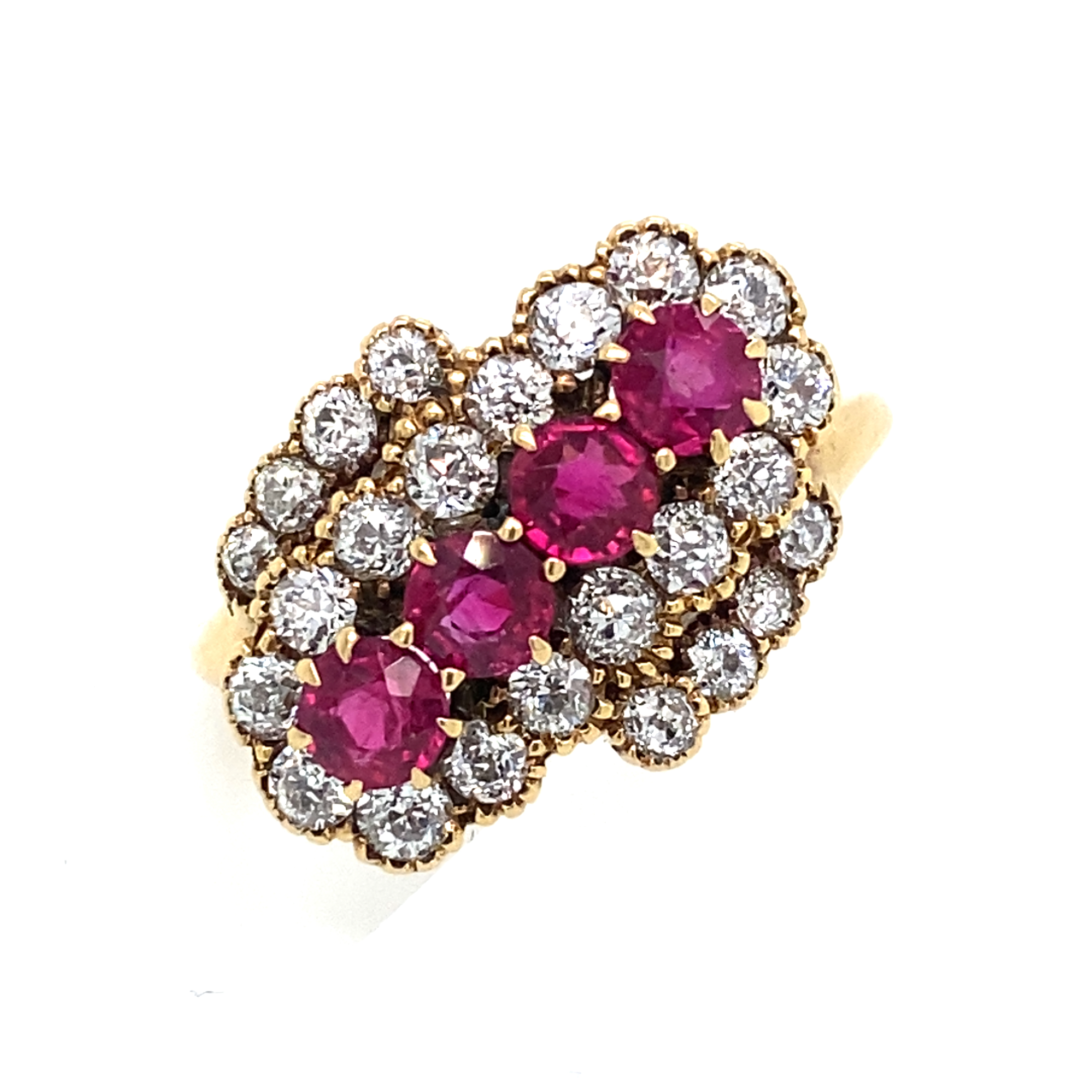 Yellow Gold, Ruby and Diamond Ring. Circa 1890