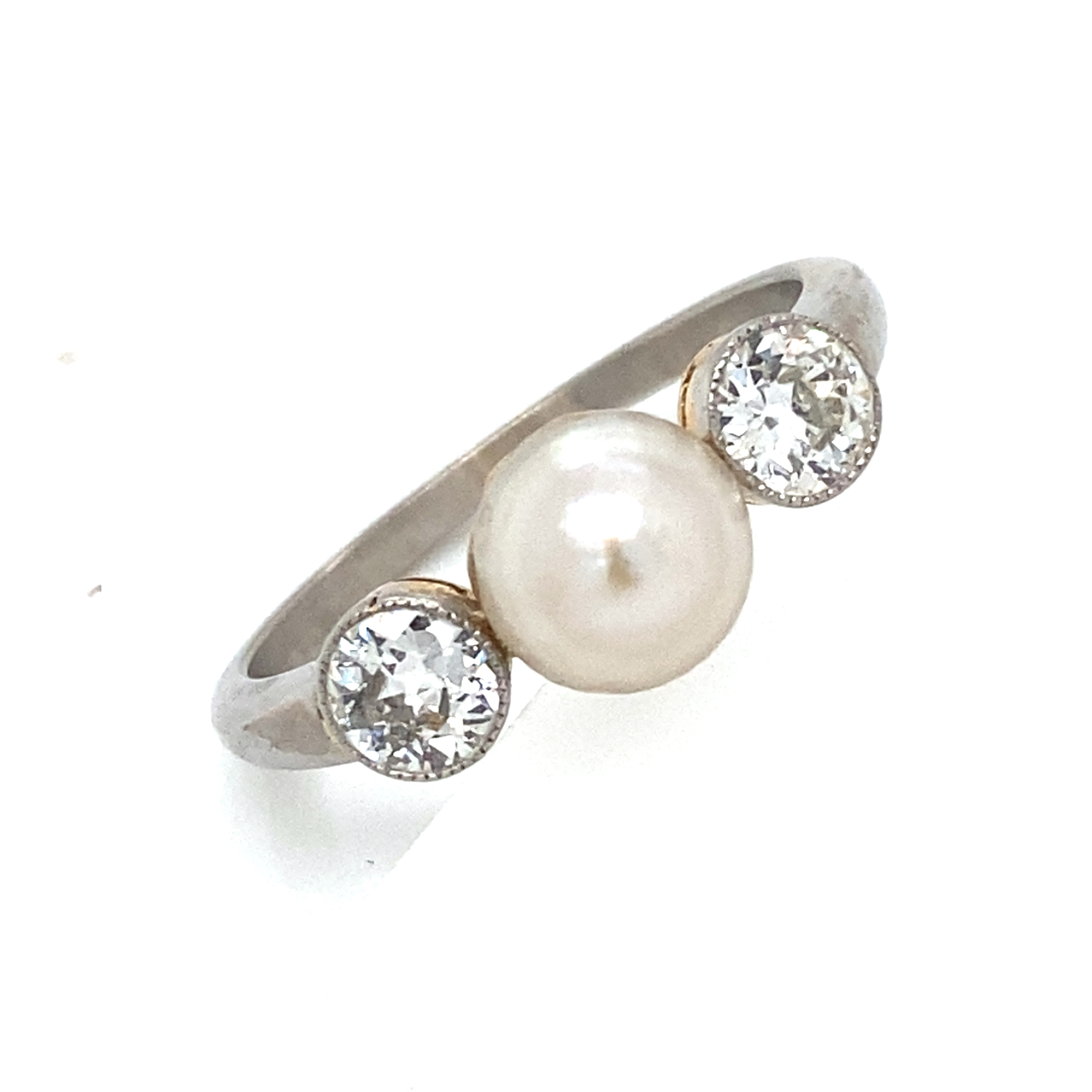 Natural Pearl and Diamond Ring Circa 1920