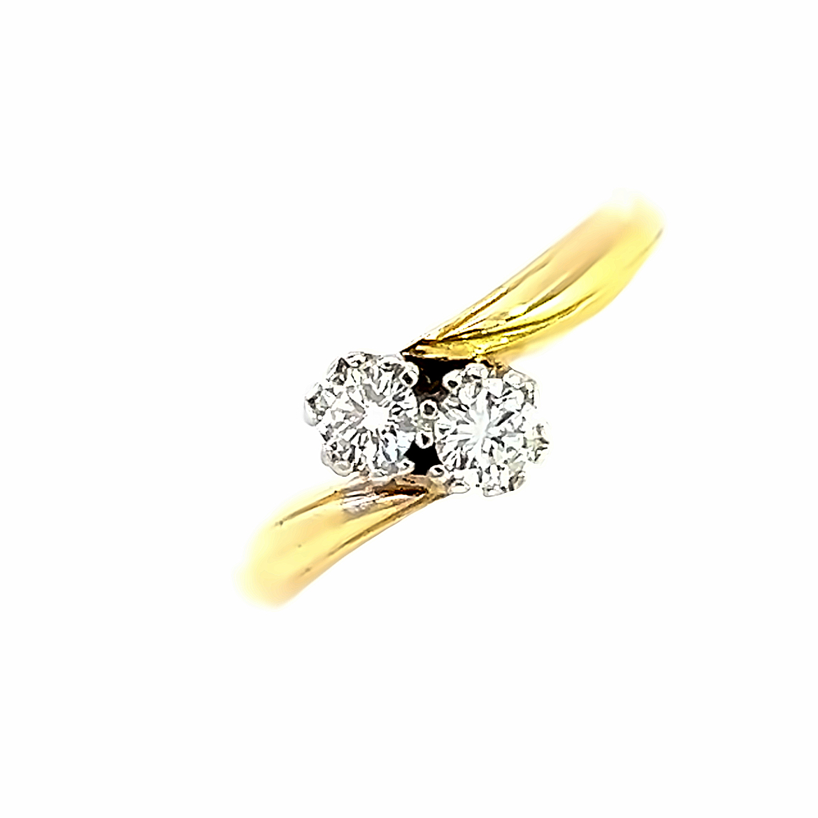 18ct Yellow Gold Contemporary Double Diamond Ring