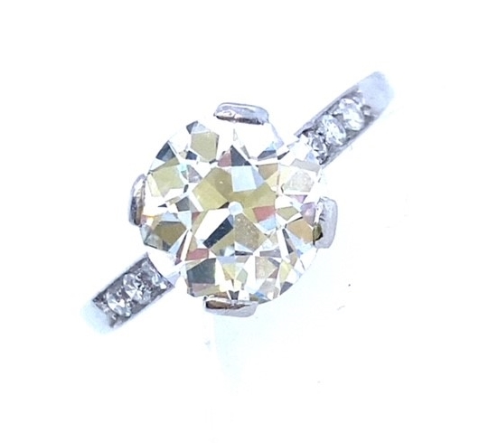 A platinum Tranisitional Cut Diamond 2.65ct ring