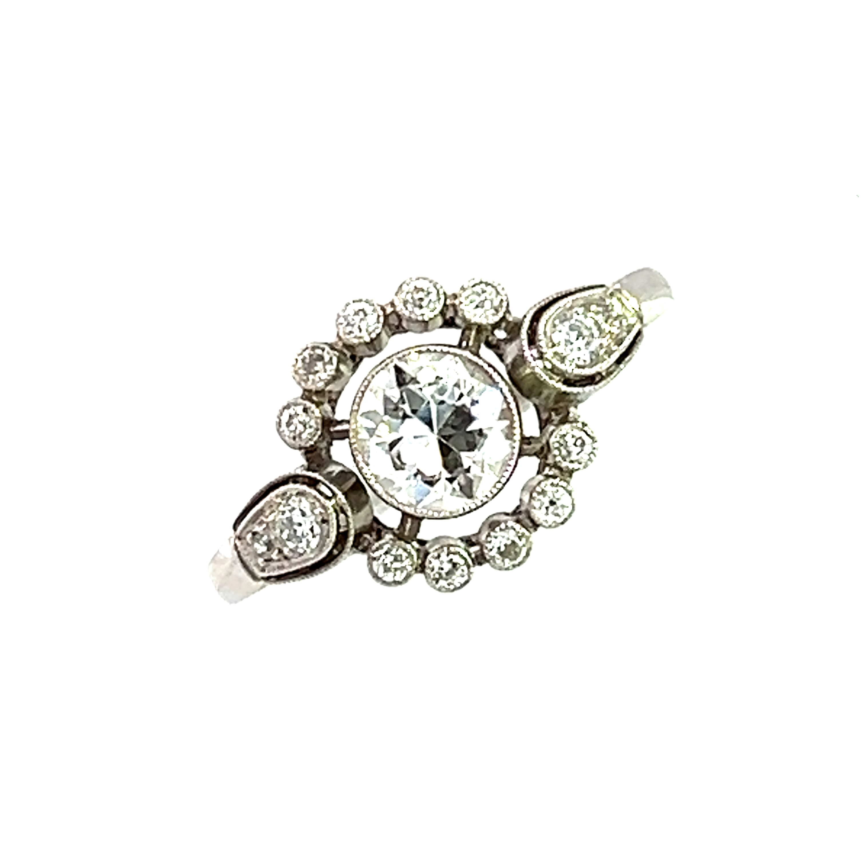 Platinum Transitional Cut Diamond Ring