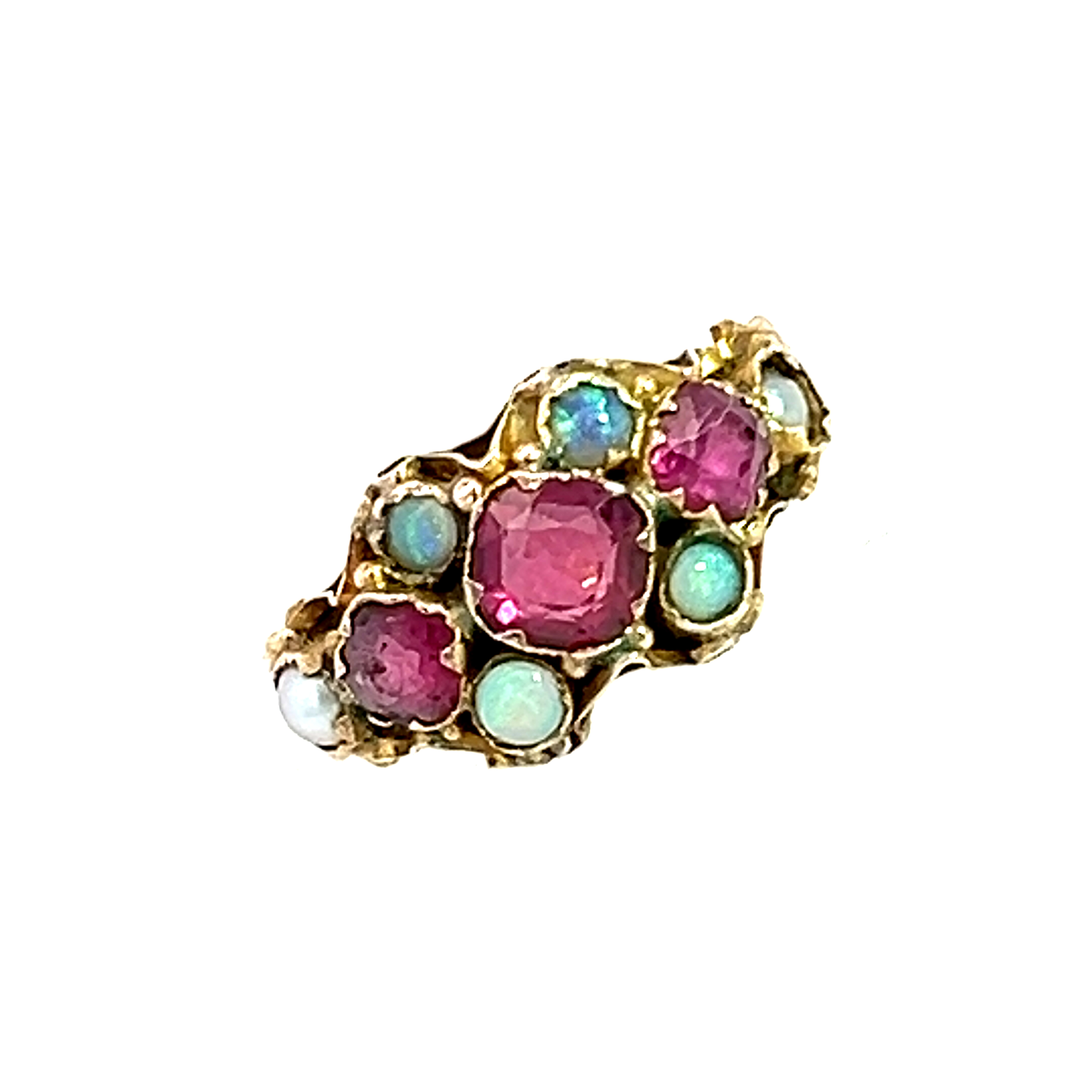 A Victorian Tourmaline, Pearl and Opal Ring