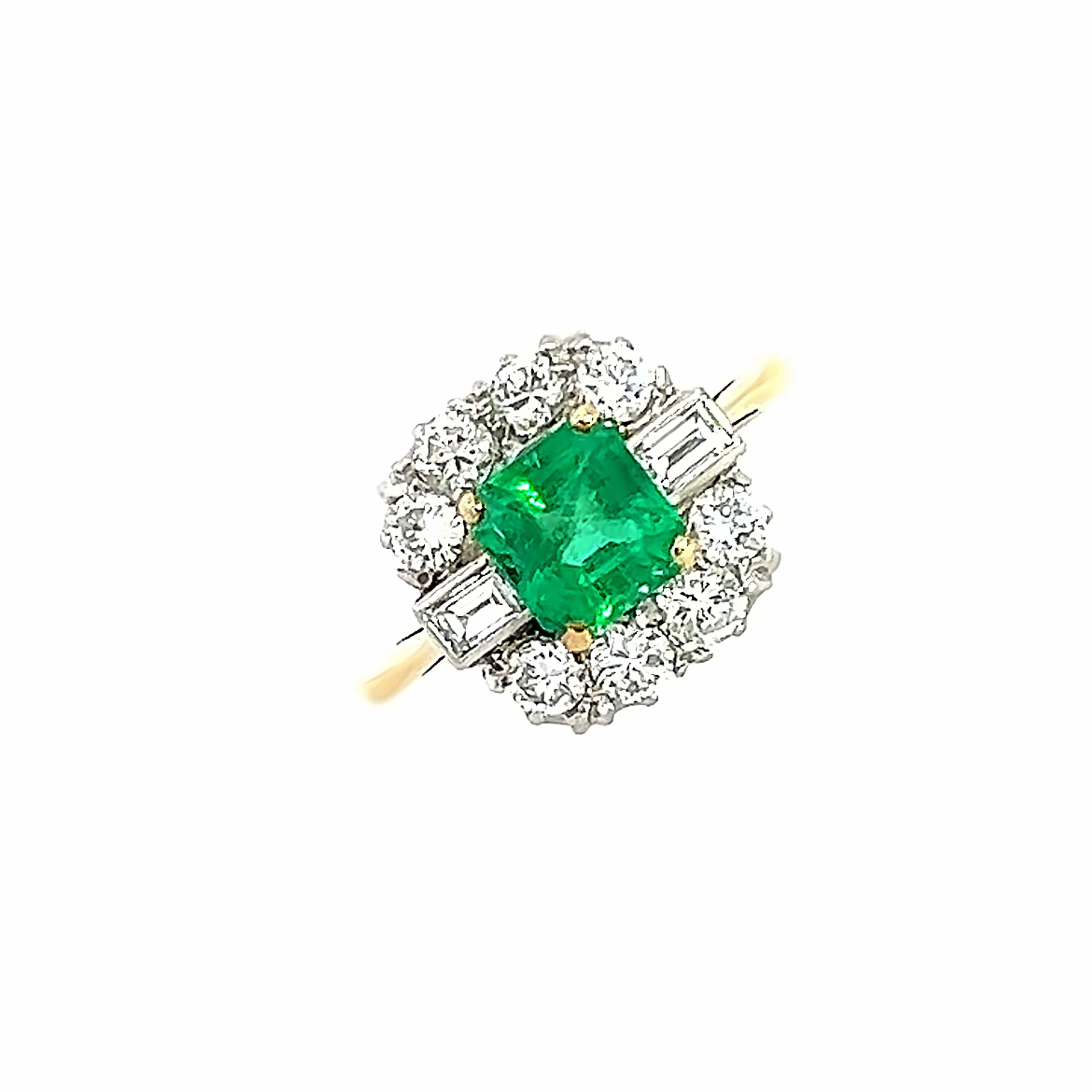 18ct Yellow Gold Emerald and Diamond ring