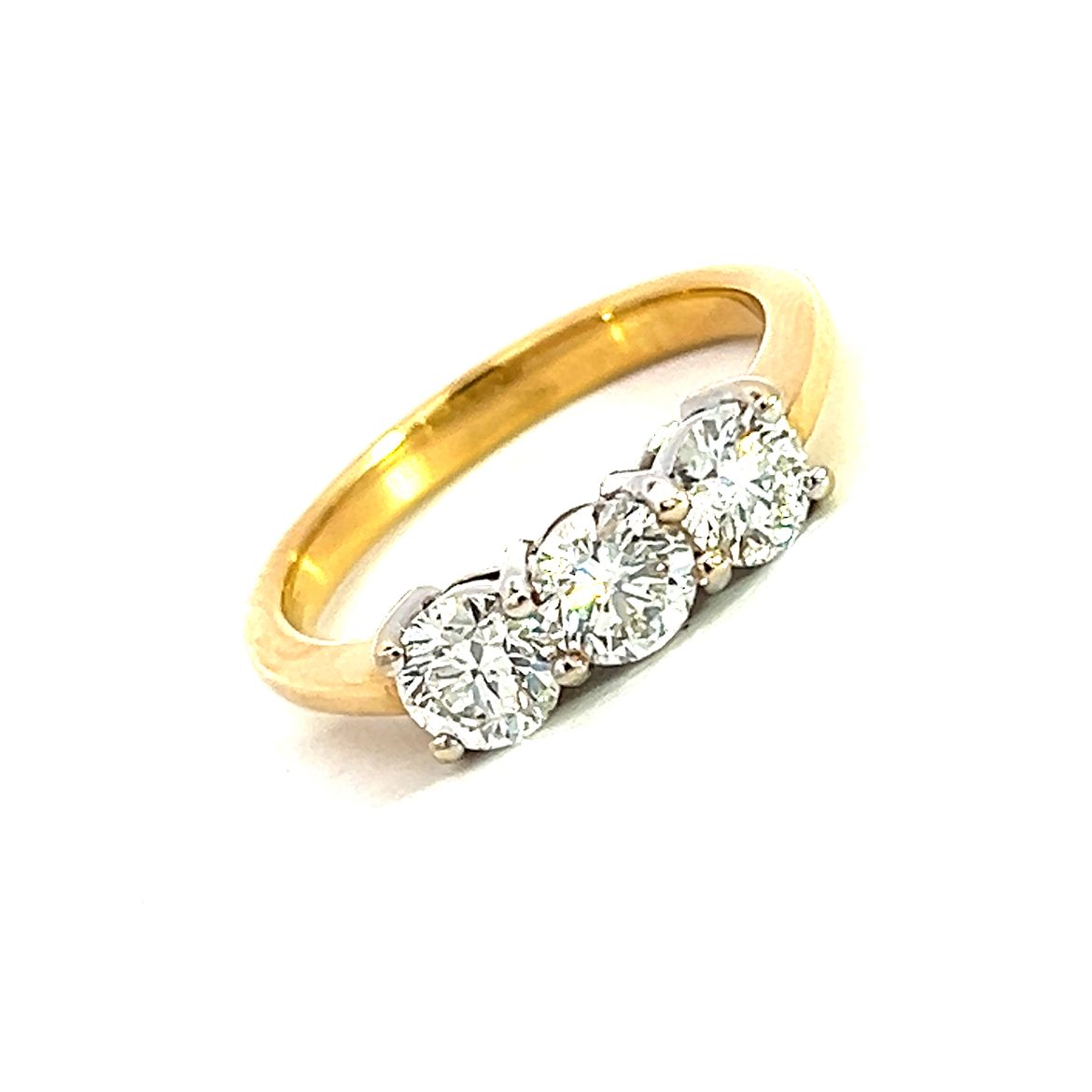 18ct Yellow and White Gold 3 Stone Diamond Ring