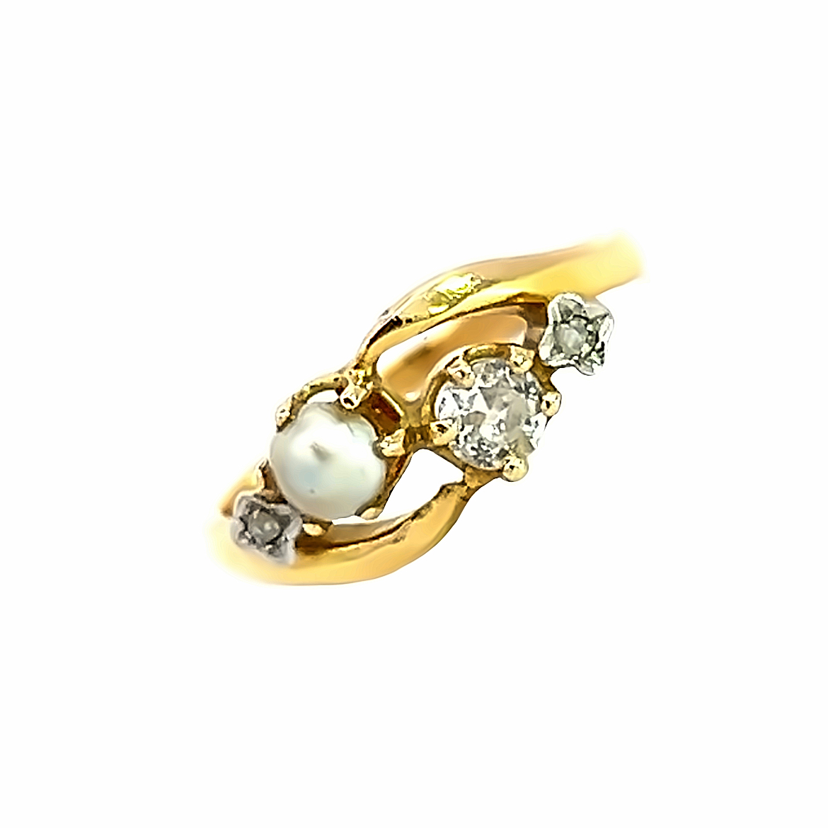 Pretty Pearl and Diamond Ring