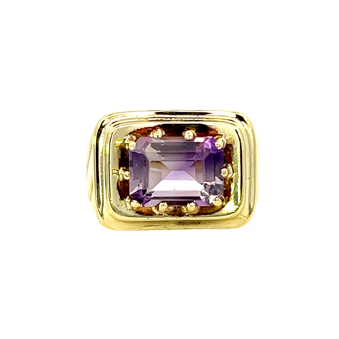 A Chunky Gold Amethyst Ring