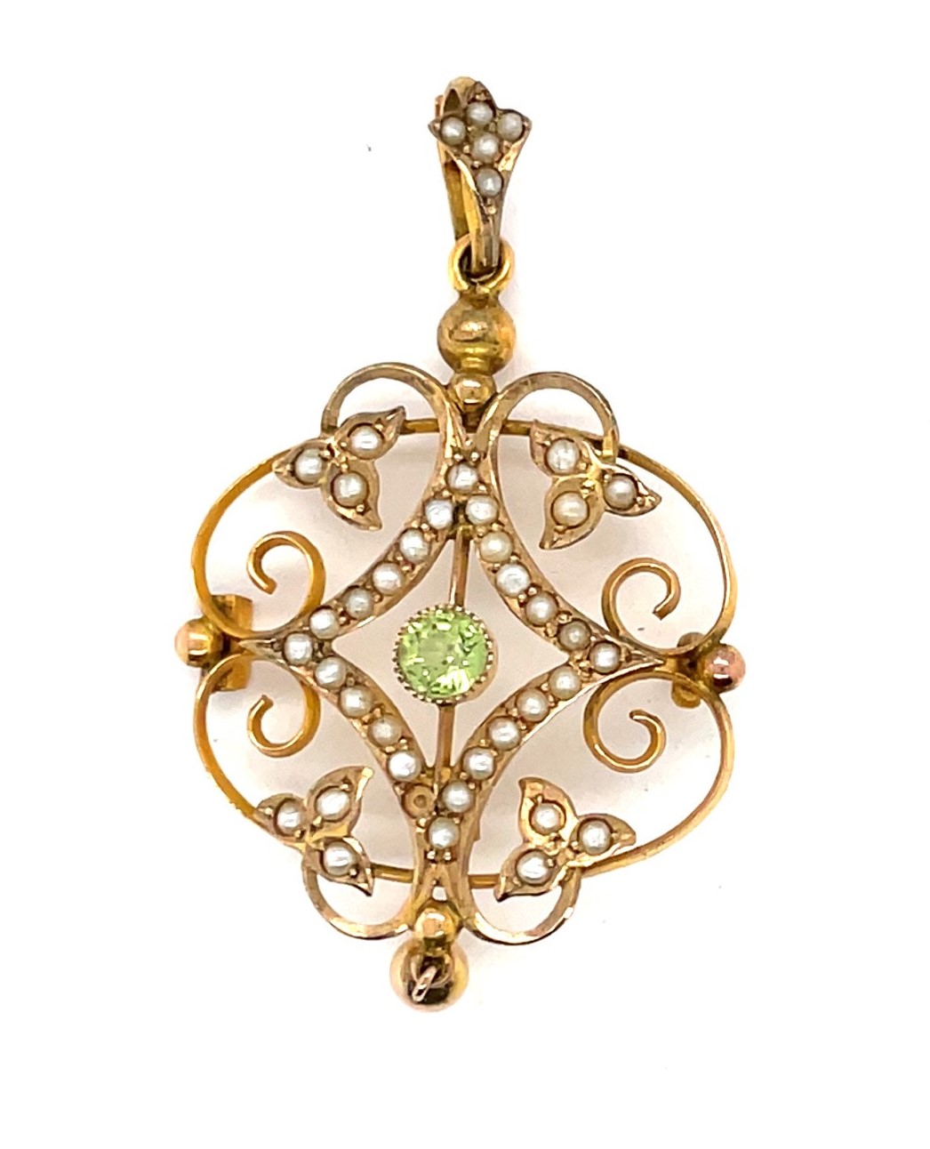 Edwardian yellow gold Peridot Pendant