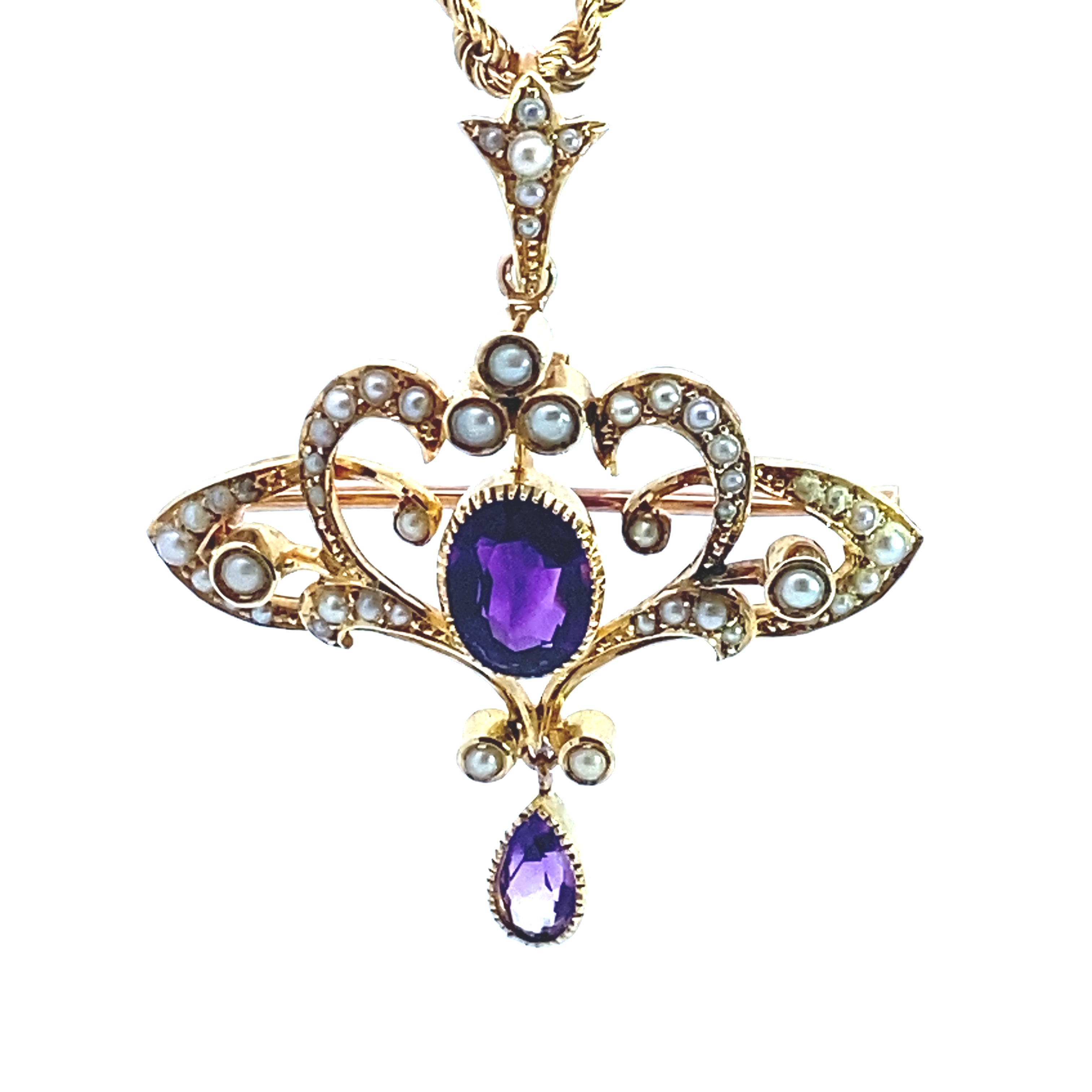 A Beautiful Amethyst and Pearl Pendant