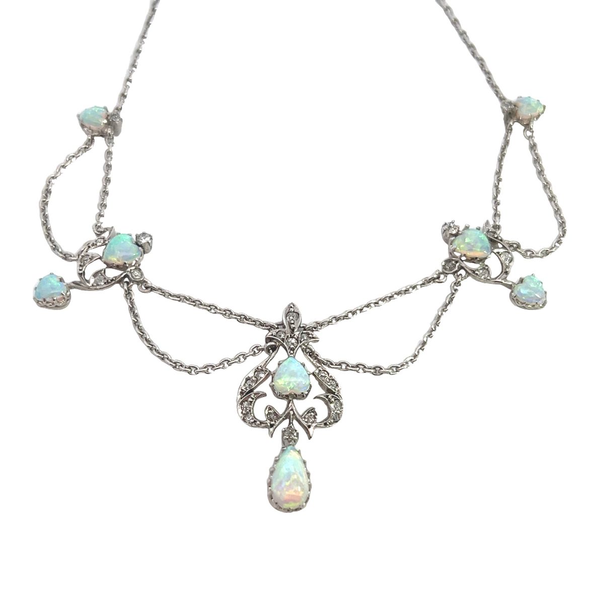 Early Twentieth Century Opal and Diamond Necklace