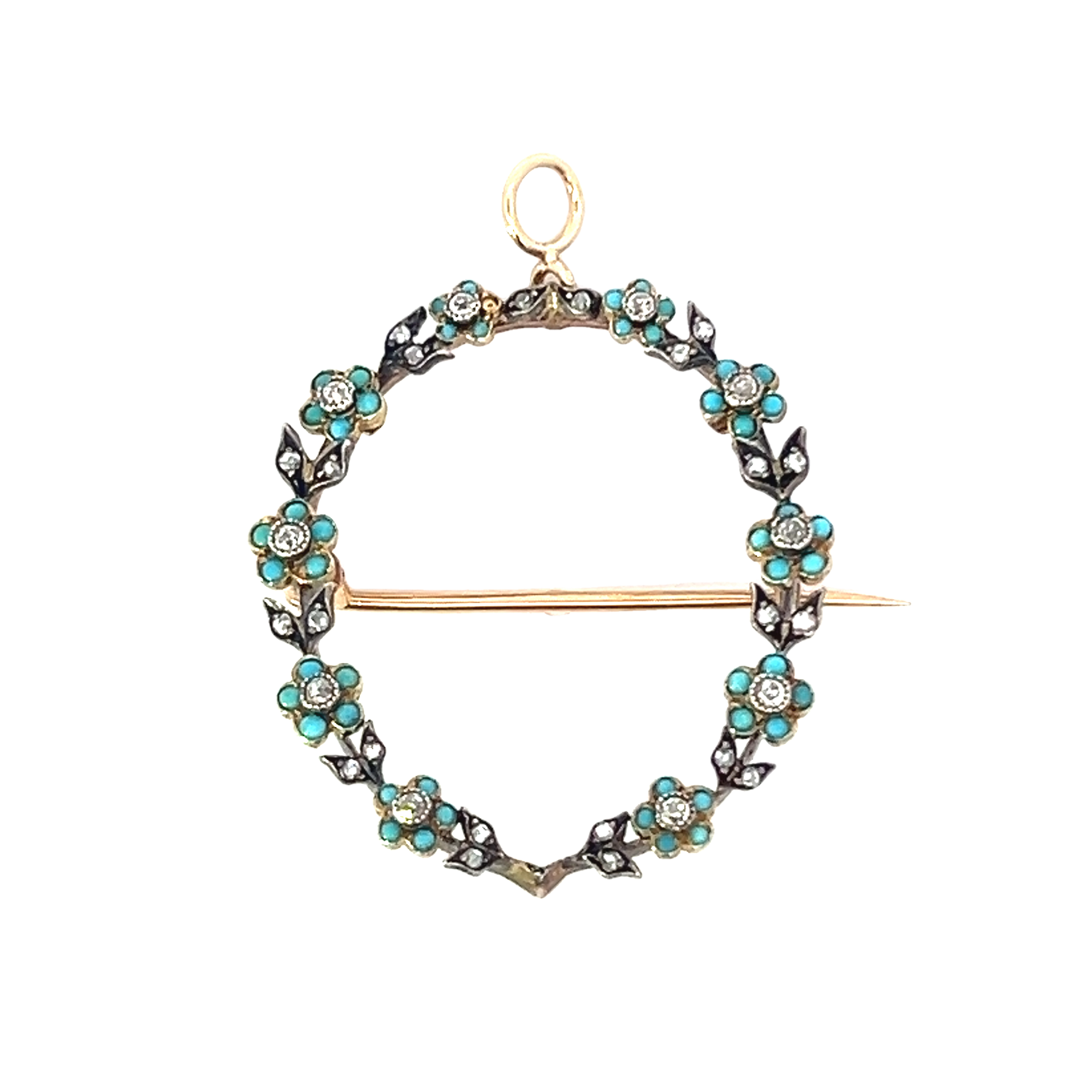 Beautiful Turquoise and Diamond Pendant/Brooch