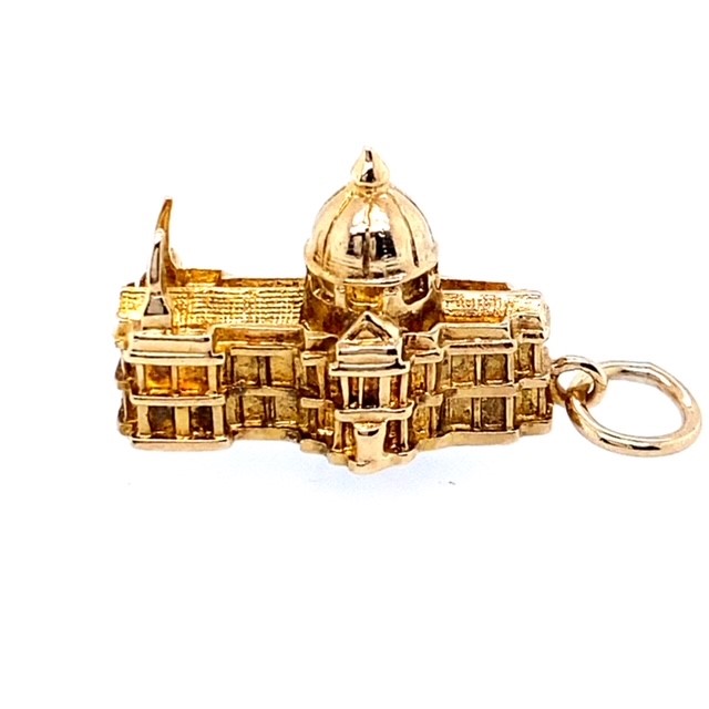 Cathedral charm in yellod gold