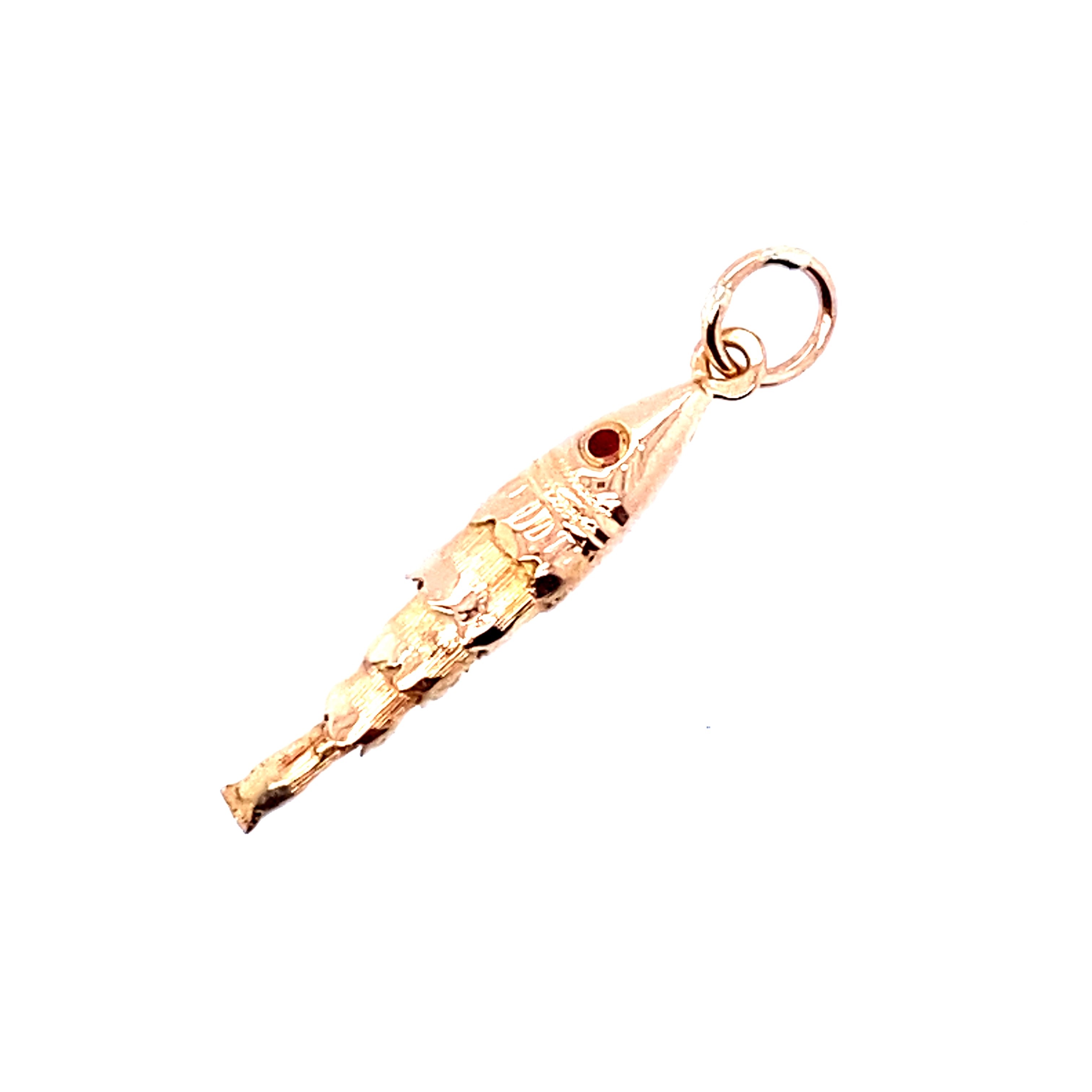 Articulated fish charm in yellow gold