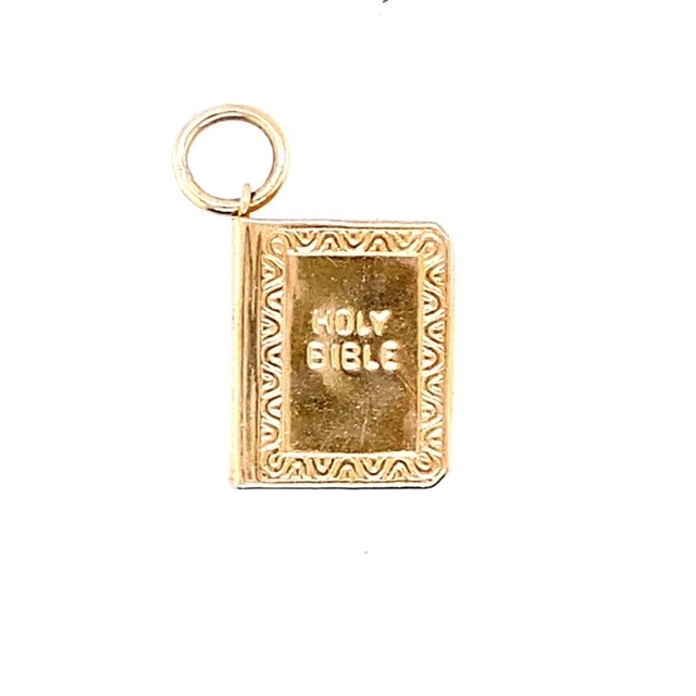 9ct yellow gold bible charm