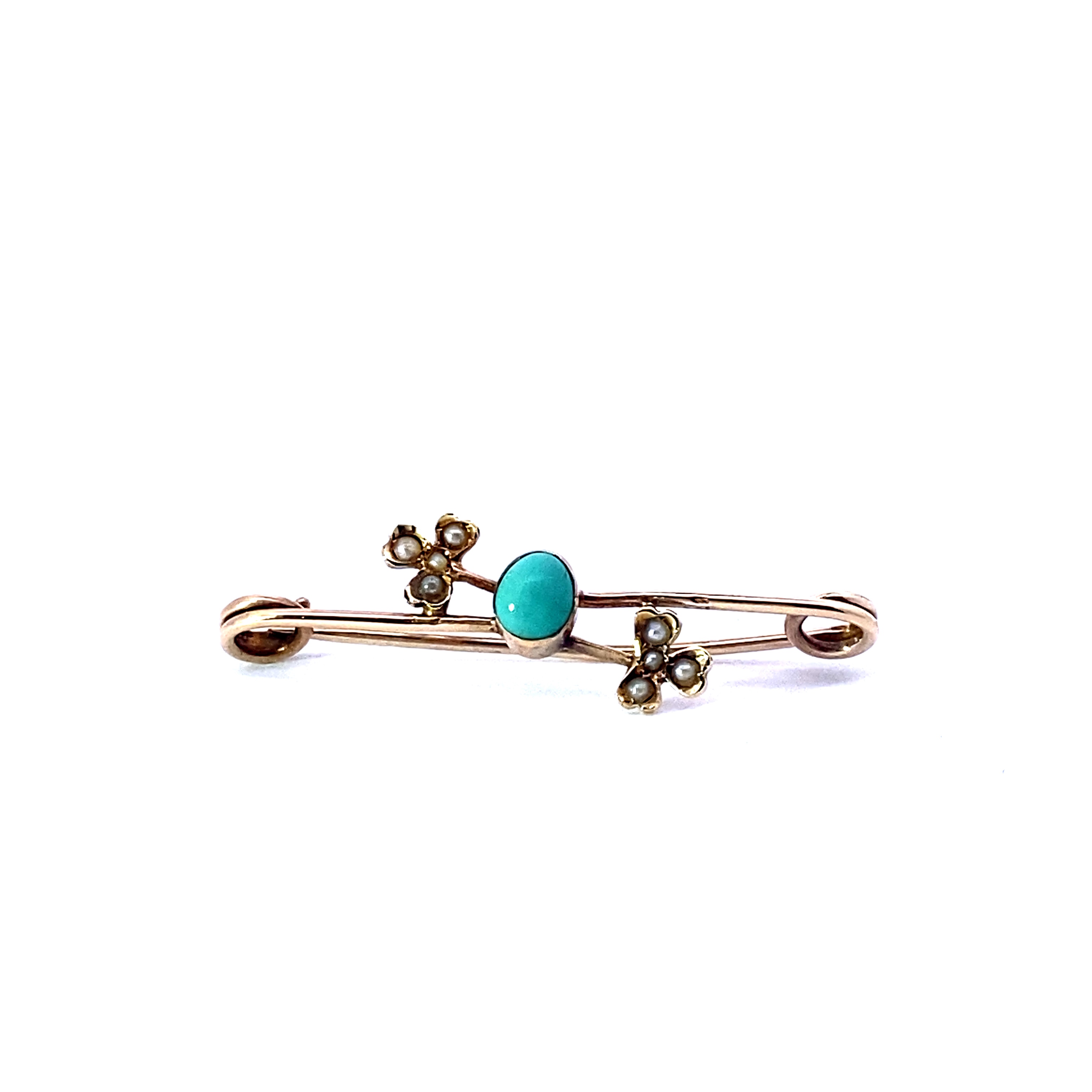 An Antique Turquoise and Pearl Brooch