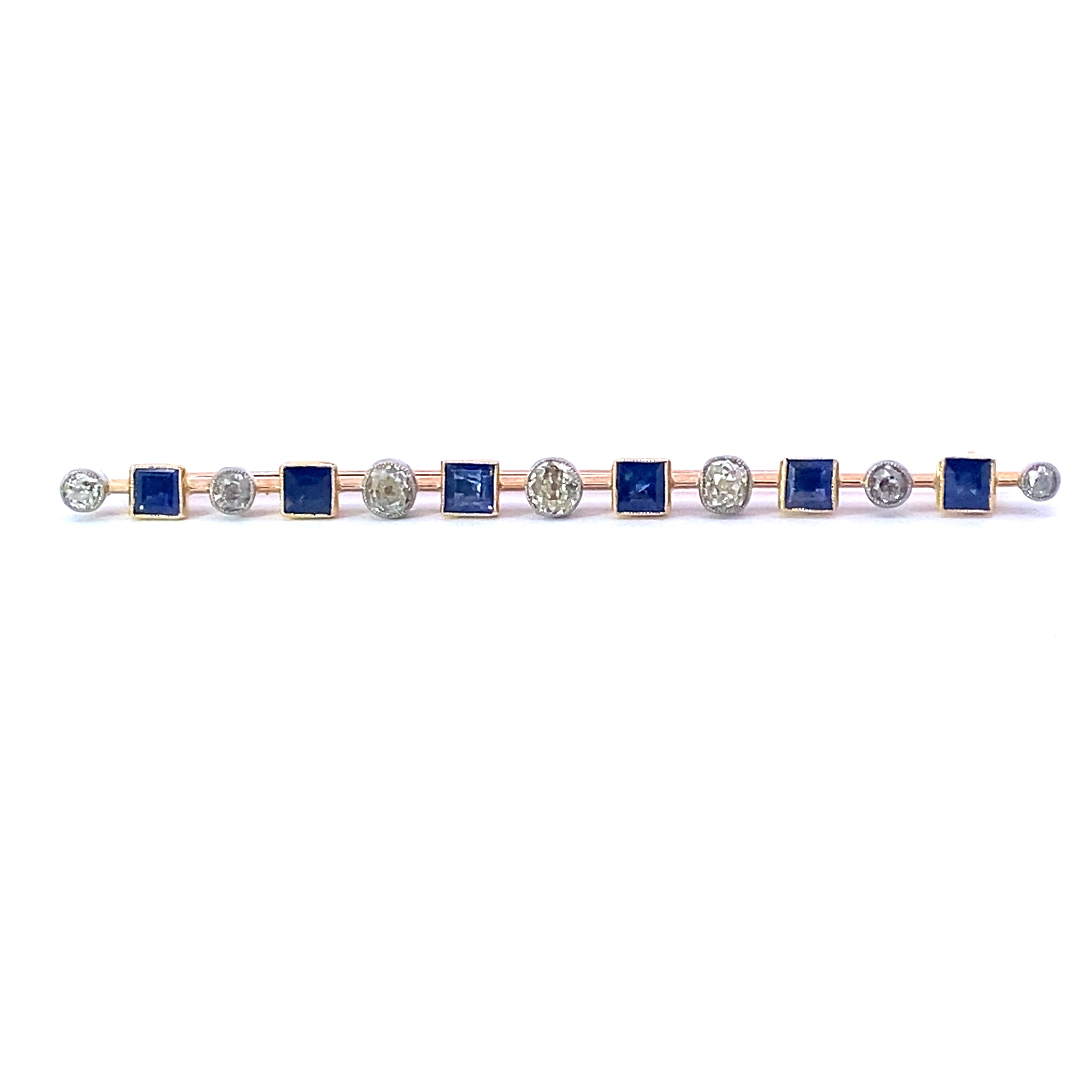 An Antique Diamond and Sapphire Bar Brooch