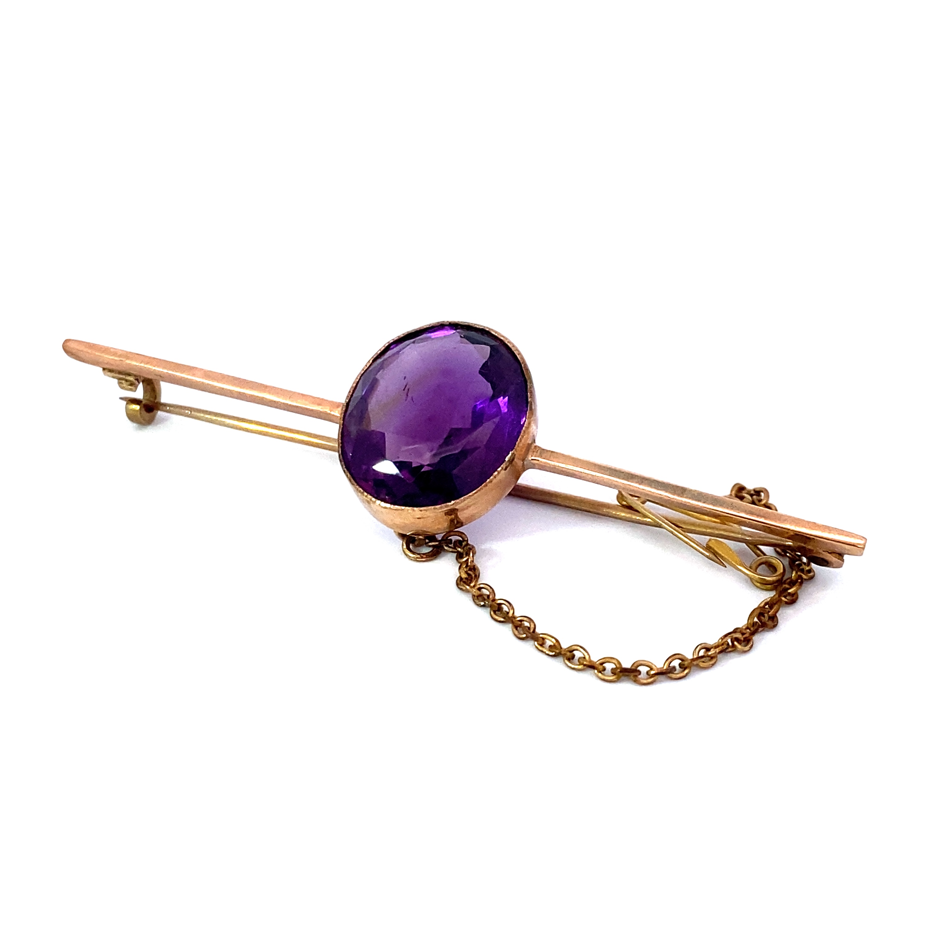 9 carat yellow gold amethyst brooch