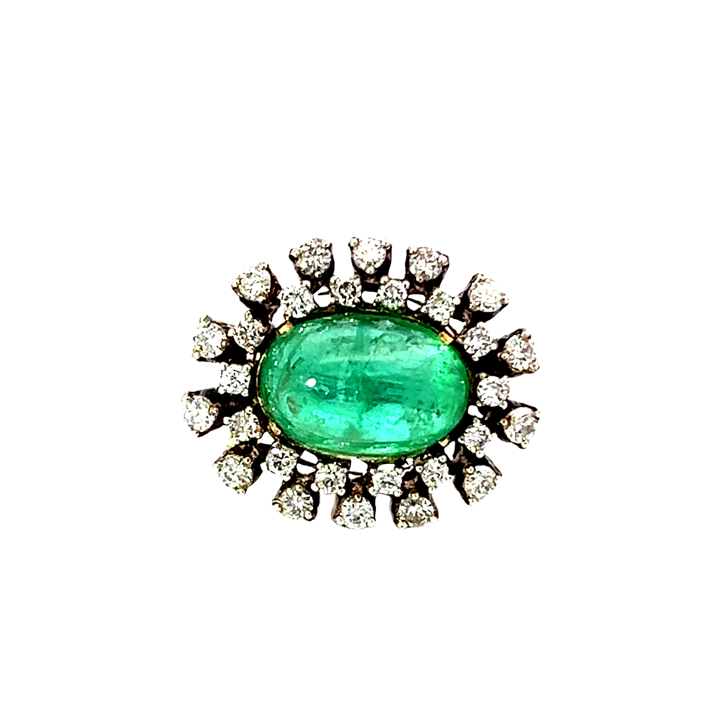 A Beautiful Emerald Cabochon Brooch