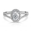 Platinum and Oval Diamond Ring - 0.91 Carats F Si.