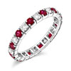 Castle Set 18 Carat White Gold Ruby and Diamond Ring