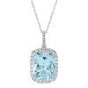 14 Carat White Gold Diamond and Aquamarine Pendant.