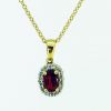 18ct Yellow Gold, Oval  Ruby & Diamond Pendant