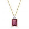 18 Carat Yellow Gold Pink Tourmaline and Diamond Pendant