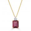 18 Carat Yellow Gold Pink Tourmaline and Diamond Pendant