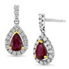 18 Carat White Gold Ruby and Diamond Drop Earrings