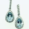 18ct White Gold Aquamarine and Diamond Drop Earrings