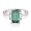 Platinum 2.2ct Green Tourmaline and 0.24ct Diamond Ring