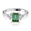 Platinum 1.05ct Mint Tourmaline with 0.28ct Diamond Ring