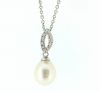 9ct White Gold Freshwater Pearl and Diamond Pendant