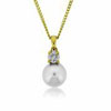 9 Carat Yellow Gold Pearl and Diamond Pendant