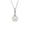 9 carat white gold pendant with freshwater pearl and diamond
