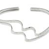 Textured Silver Double Wiggle Cuff Bangle